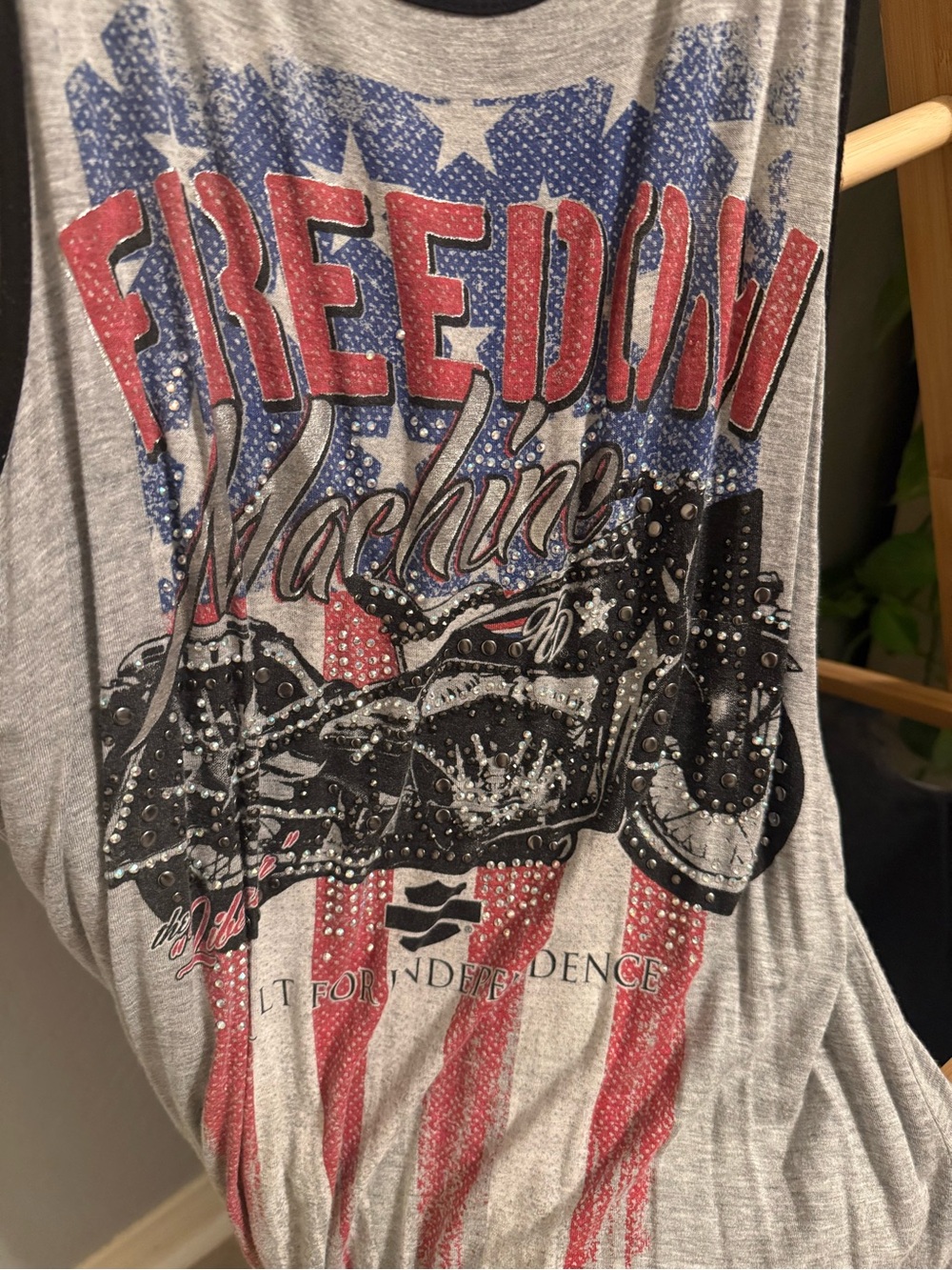 Harley Davidson Fringed Graphic Tank - Grey with Red & Blue Graphic - Picture 5 of 5